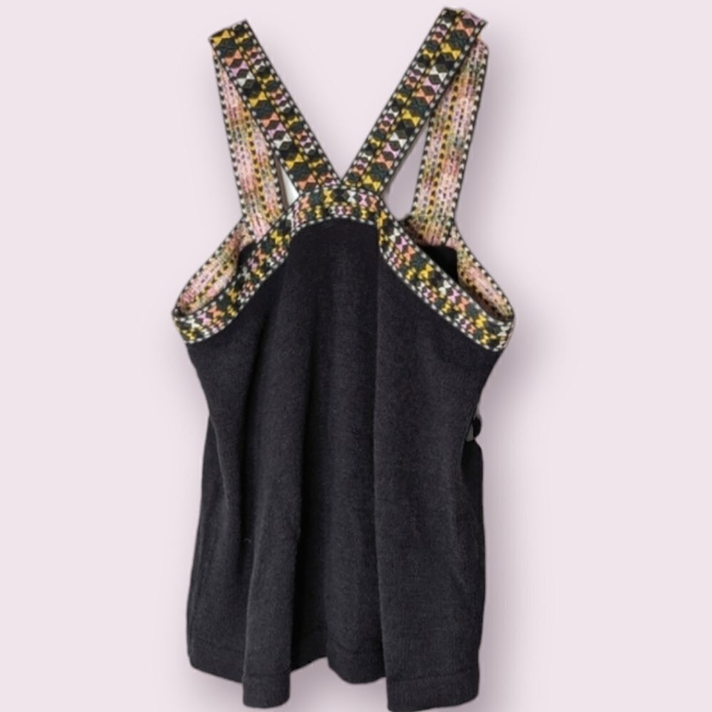Madewell Black Woven Cotton Embroidery Trimmed Tank Top size XL